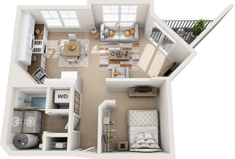 a floor plan of a house with a bedroom and a living room
